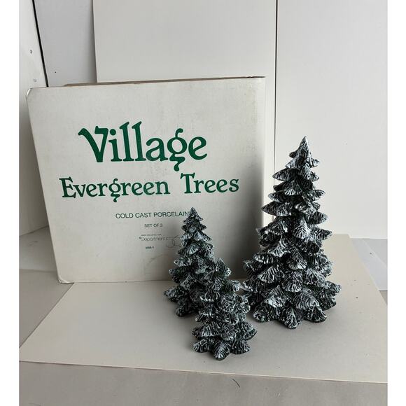 Dept. 56 Christmas Tree Village Pole Pine cold Cast Porcelain Box 3 Sizes - Picture 1 of 10